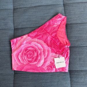 Superdown Fuchsia Rose One-Shoulder Top